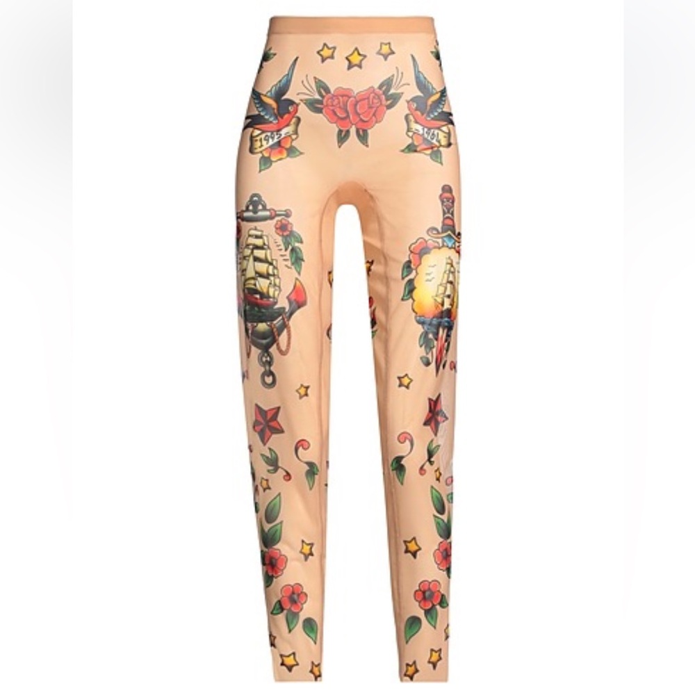 DSQUARED2 Graphic Printed Sheer Stretch Leggings NWT